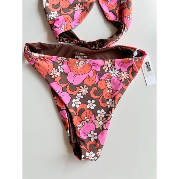 NWT FRANKIES BIKINIS Dorothy Tropics Floral Halter One Piece Swimsuit, Size L - Picture 6 of 13
